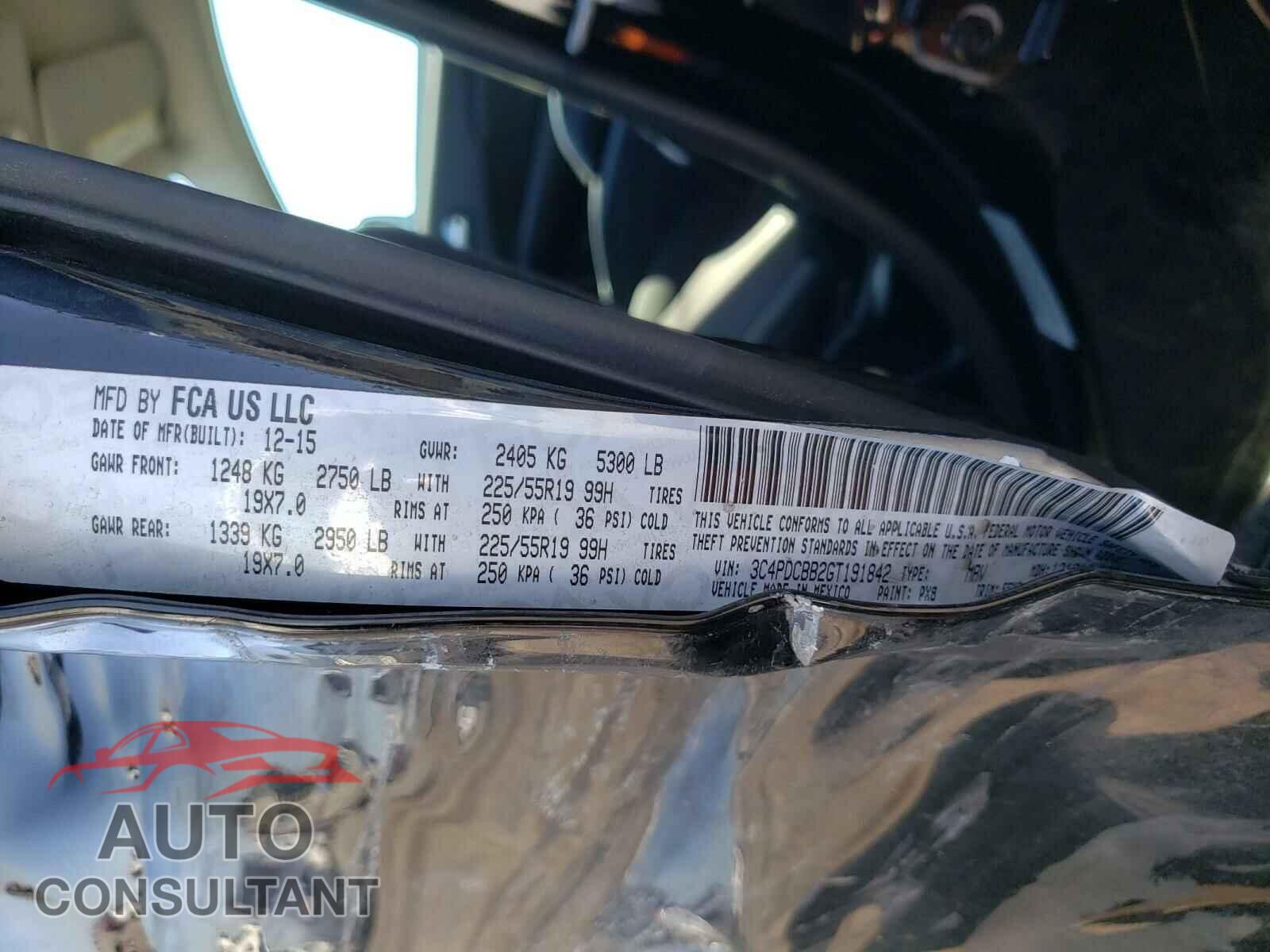 DODGE JOURNEY 2016 - 3C4PDCBB2GT191842