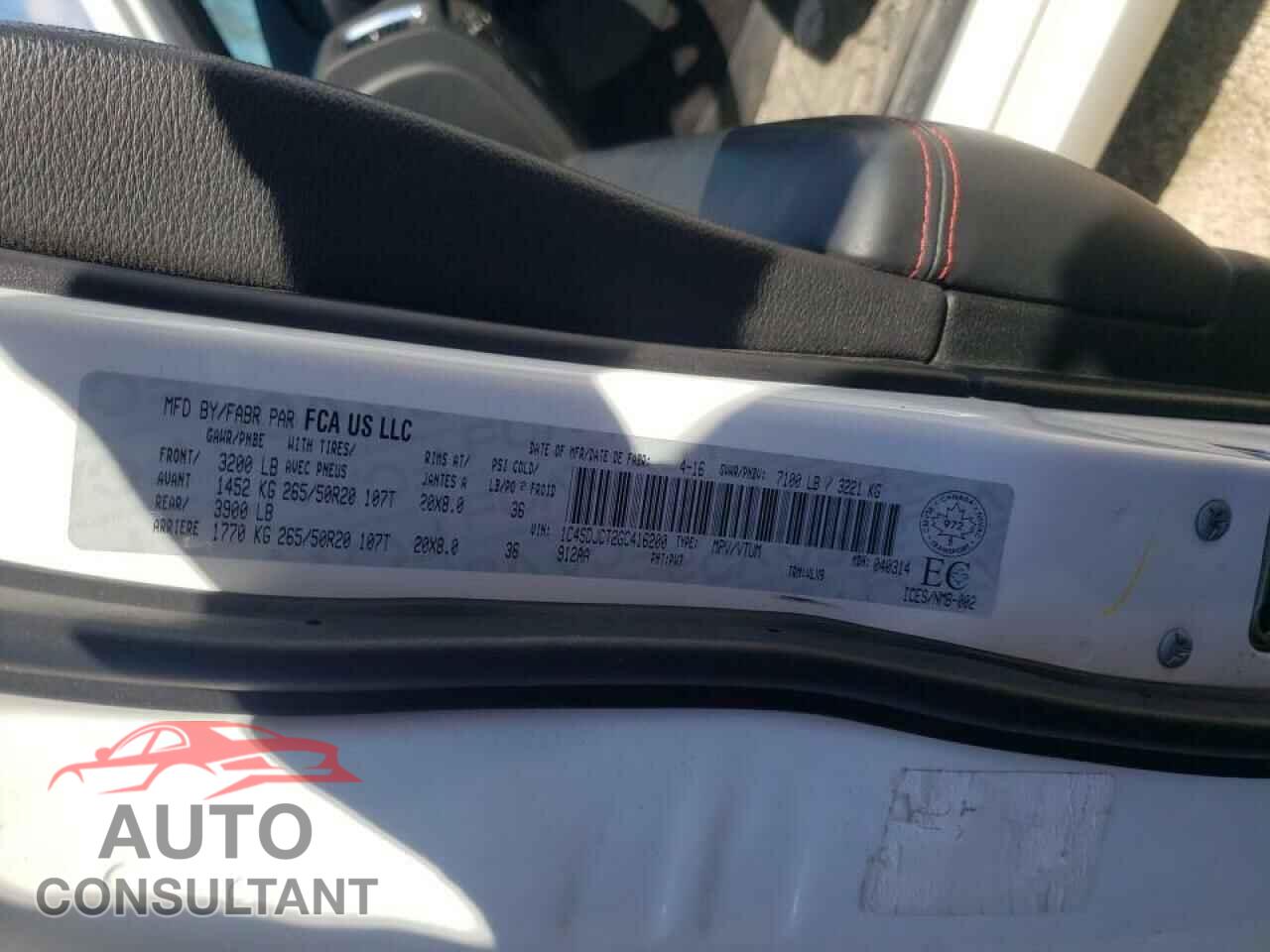 DODGE DURANGO 2016 - 1C4SDJCT2GC416200
