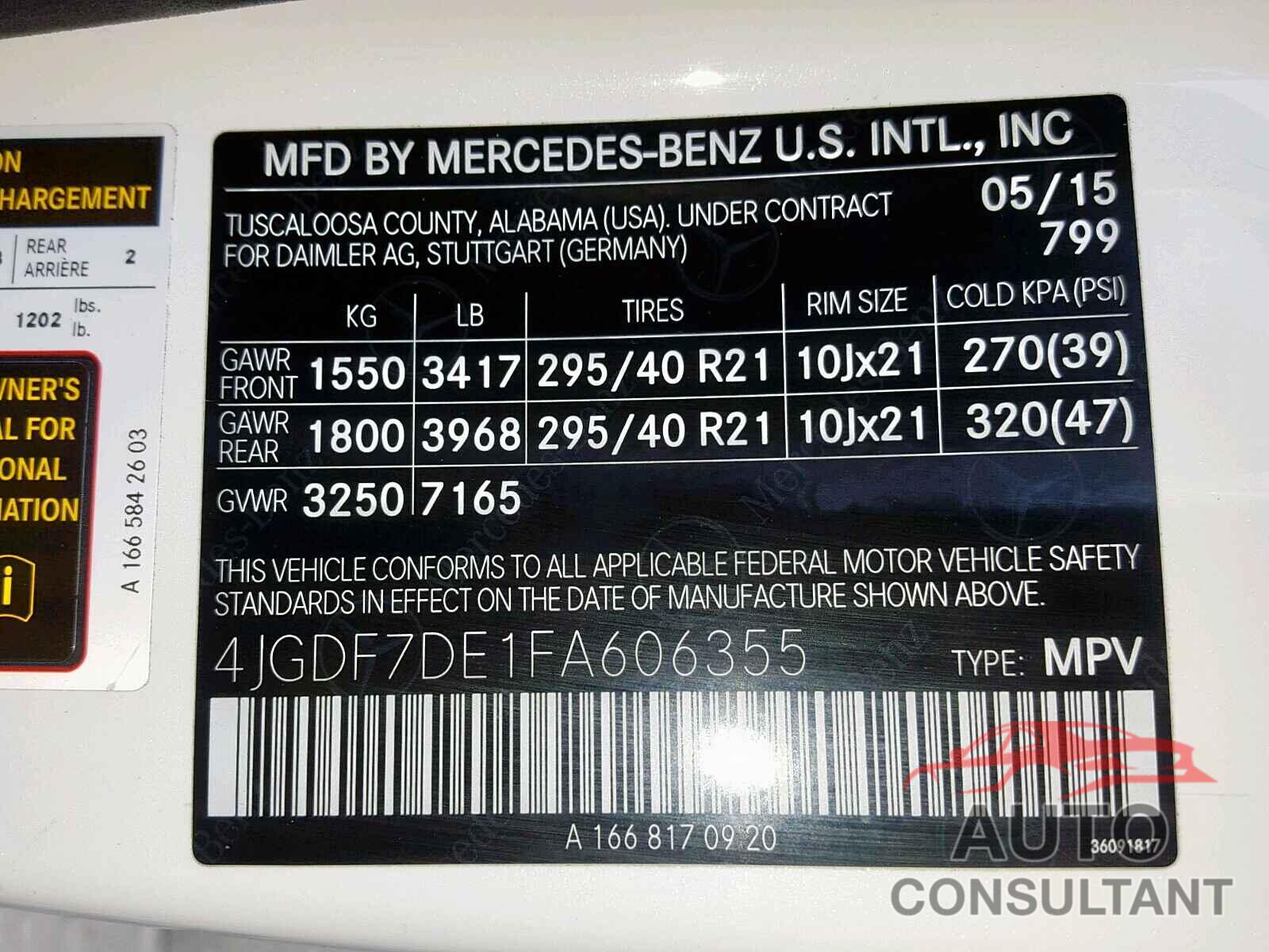 MERCEDES-BENZ GL 550 4MA 2015 - 4JGDF7DE1FA606355