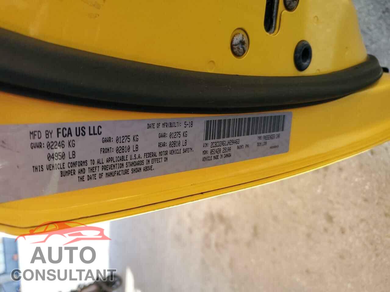 DODGE CHALLENGER 2018 - 2C3CDZAG1JH294463