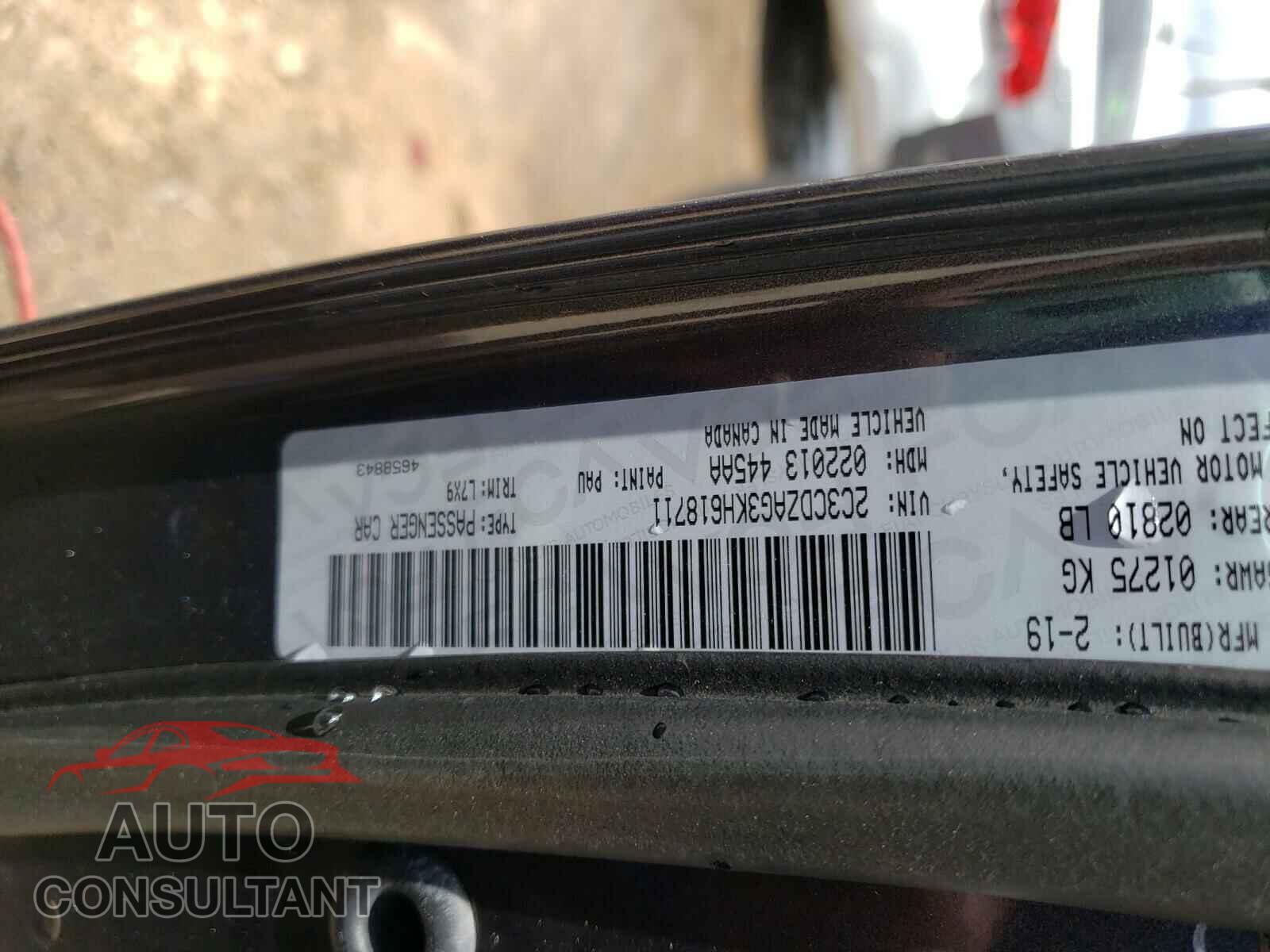 DODGE CHALLENGER 2019 - 2C3CDZAG3KH618711