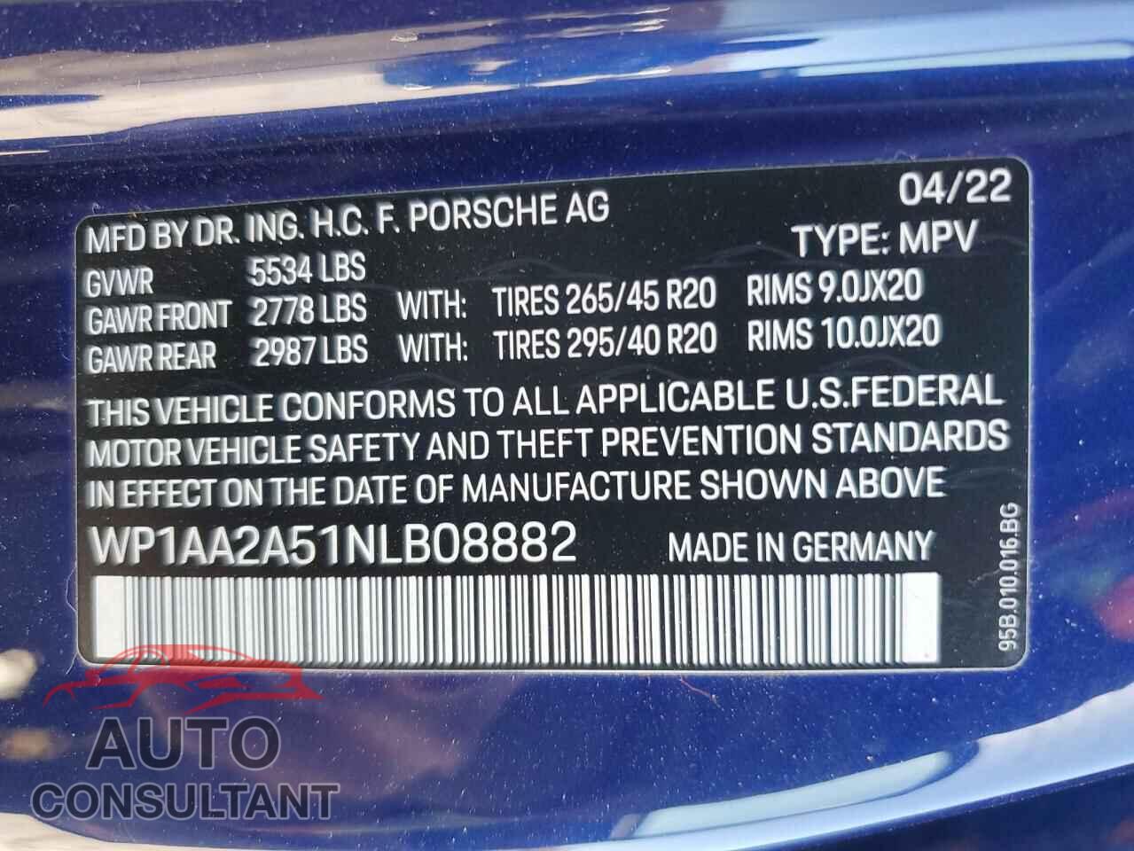 PORSCHE MACAN 2022 - WP1AA2A51NLB08882