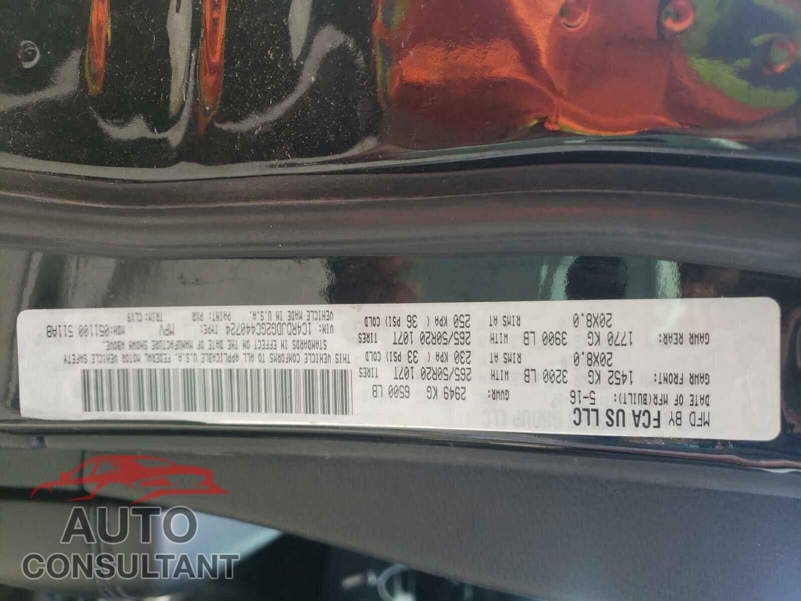 DODGE DURANGO 2016 - 1C4RDJDG2GC440724