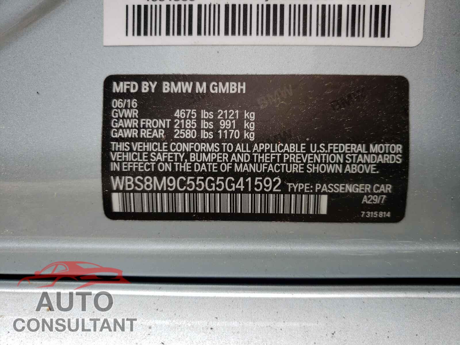 BMW M3 2016 - WBS8M9C55G5G41592