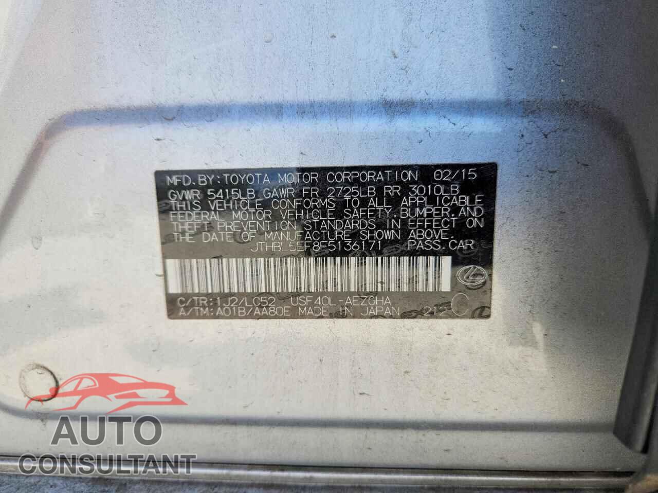 LEXUS LS500 2015 - JTHBL5EF8F5136171