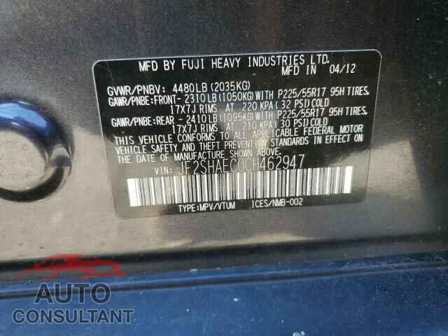 SUBARU FORESTER 2012 - JF2SHAEC0CH462947
