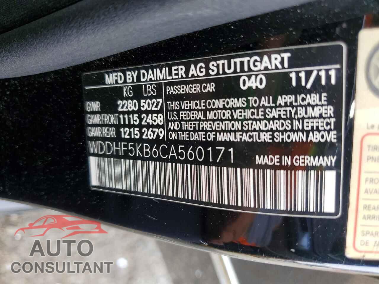 MERCEDES-BENZ E-CLASS 2012 - WDDHF5KB6CA560171