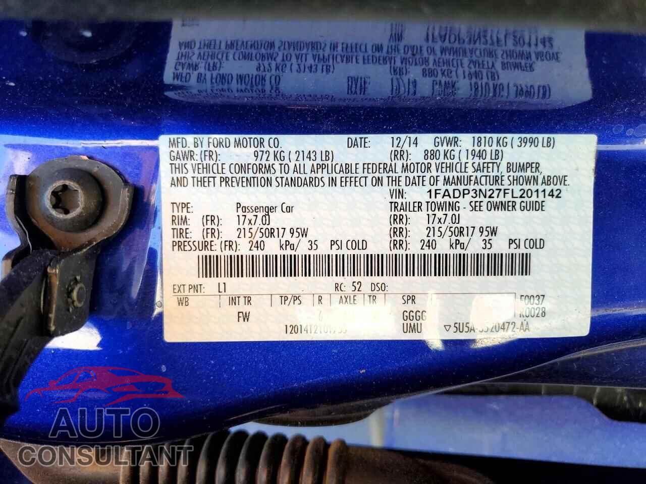 FORD FOCUS 2015 - 1FADP3N27FL201142
