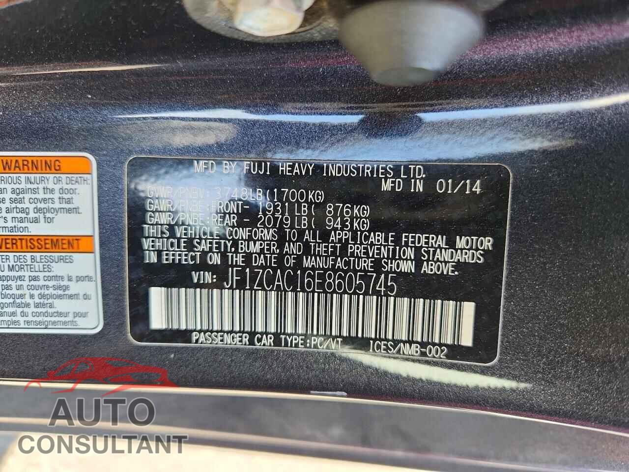 SUBARU BRZ 2014 - JF1ZCAC16E8605745