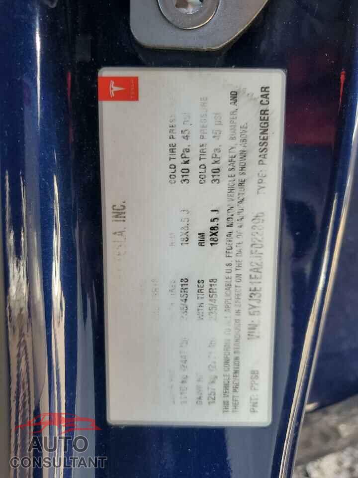 TESLA MODEL 3 2018 - 5YJ3E1EA2JF022896