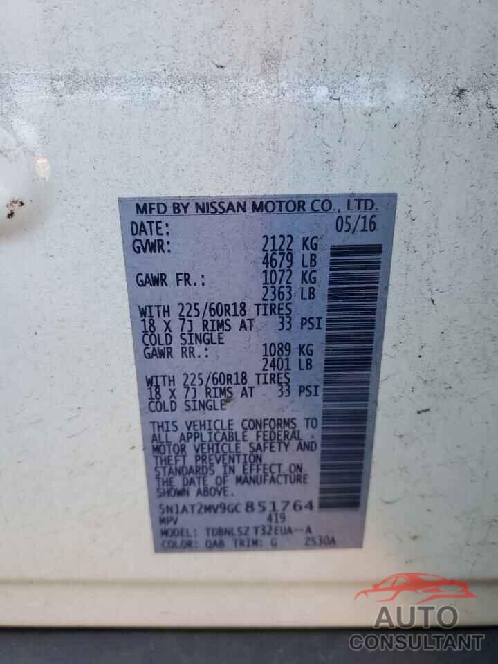 NISSAN ROGUE 2016 - 5N1AT2MV9GC851764