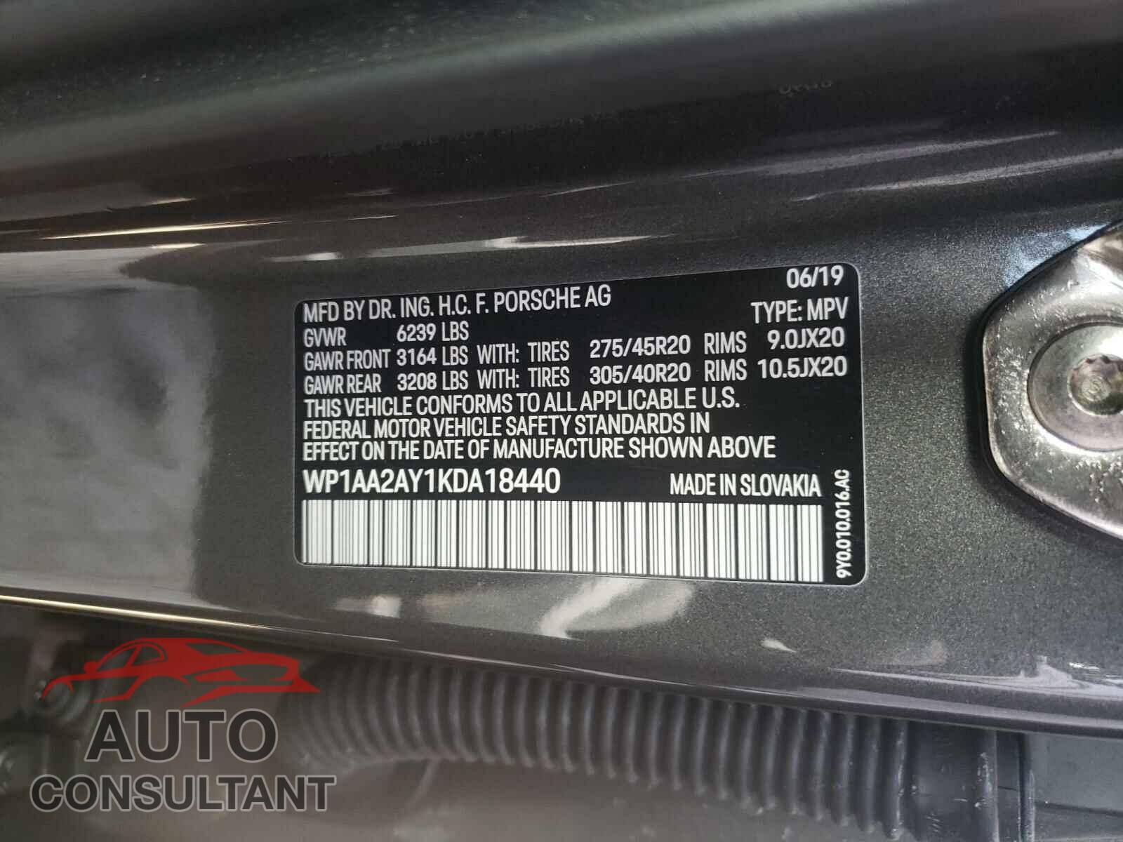 PORSCHE CAYENNE 2019 - WP1AA2AY1KDA18440