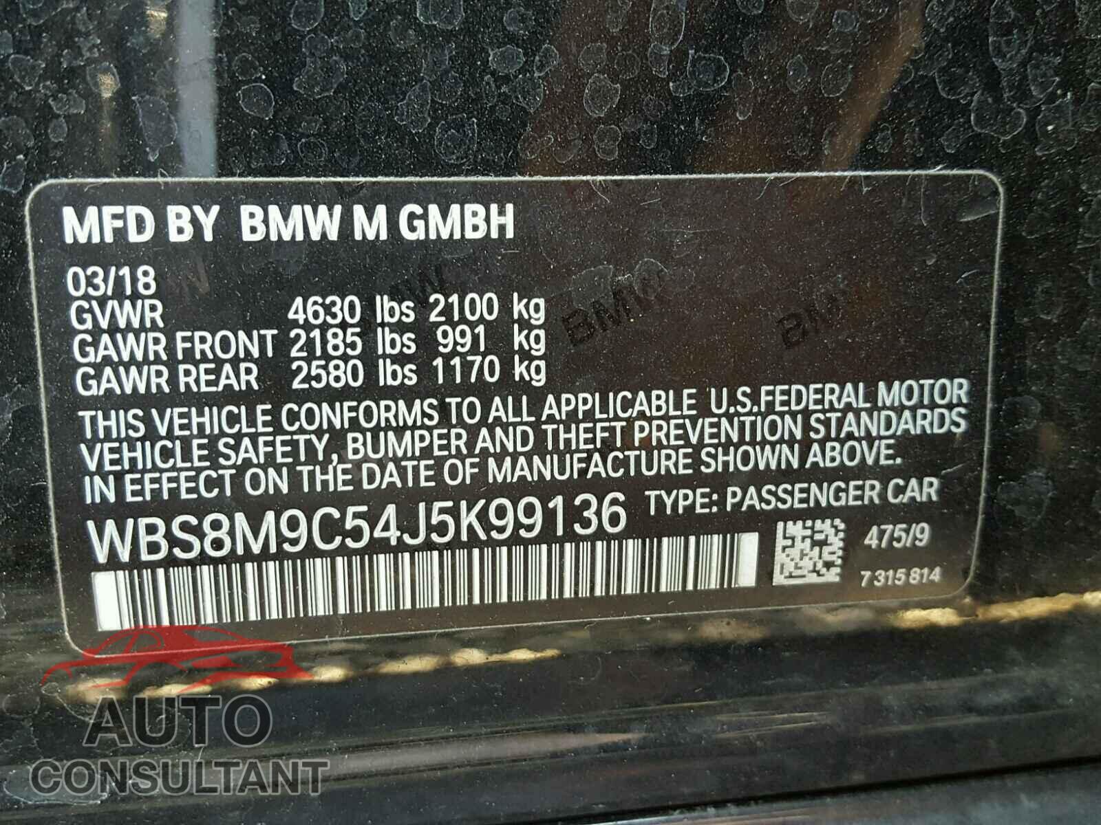 BMW M3 2018 - WBS8M9C54J5K99136