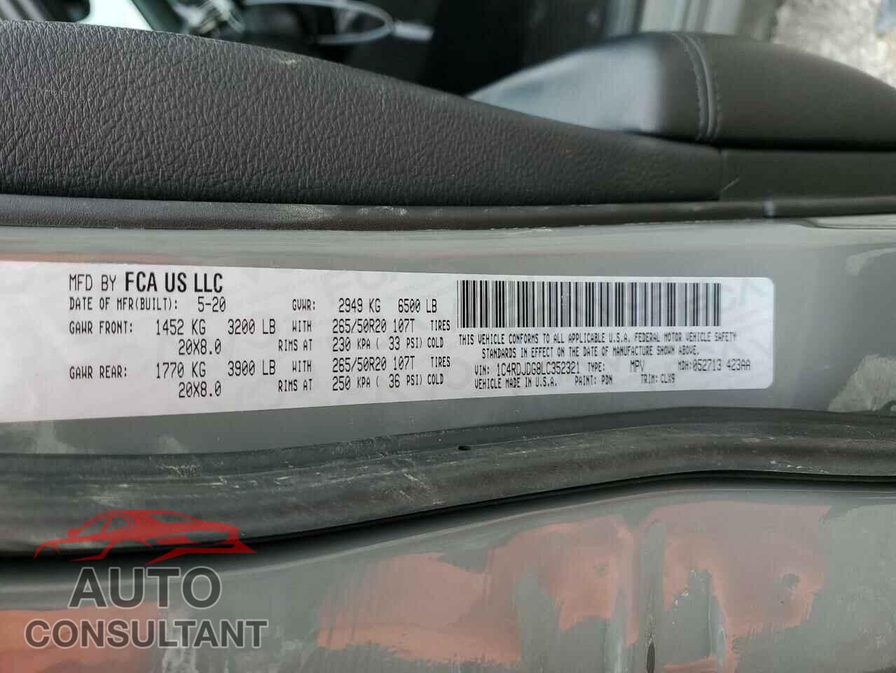 DODGE DURANGO 2020 - 1C4RDJDG8LC352321