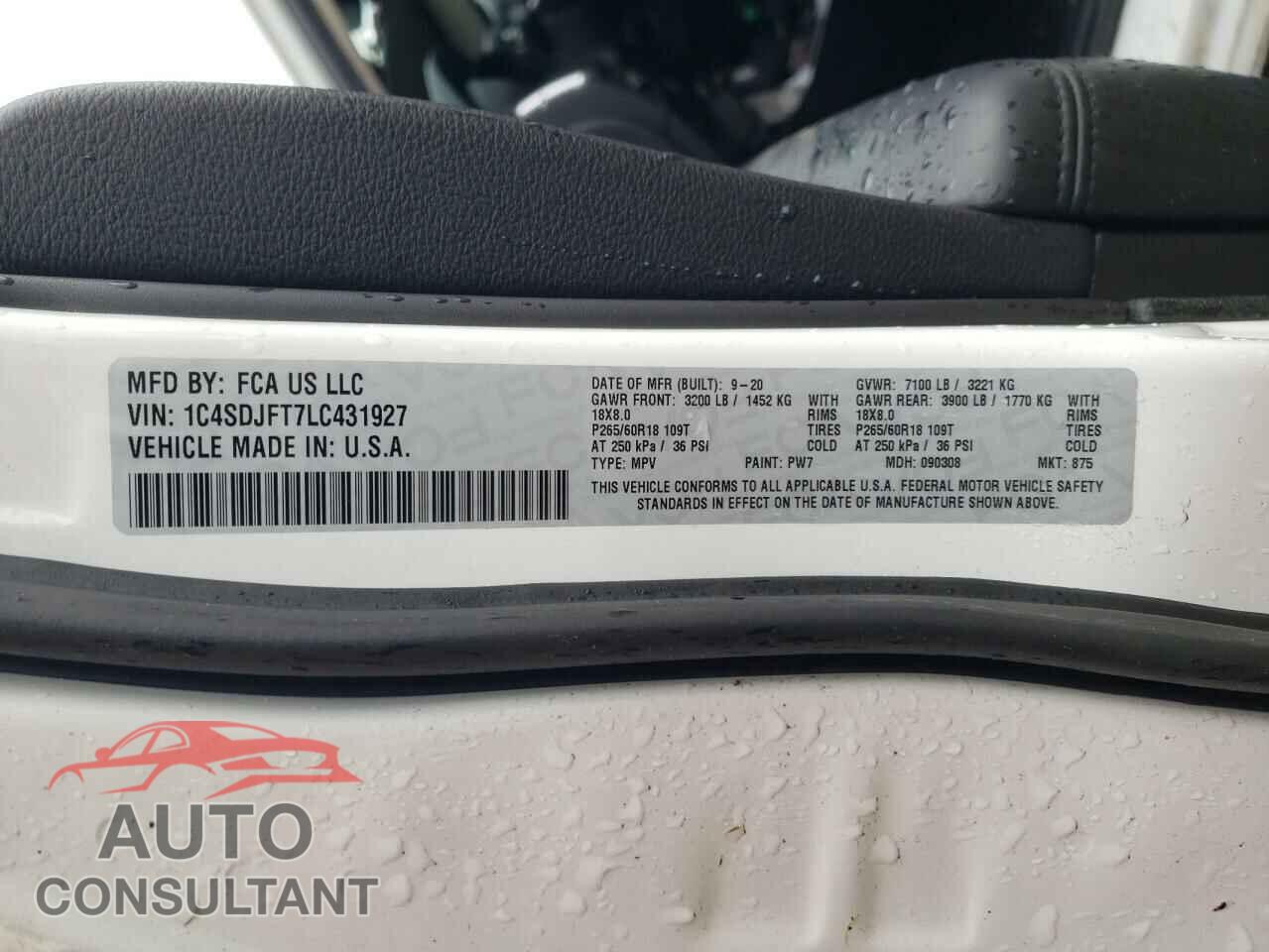 DODGE DURANGO 2020 - 1C4SDJFT7LC431927