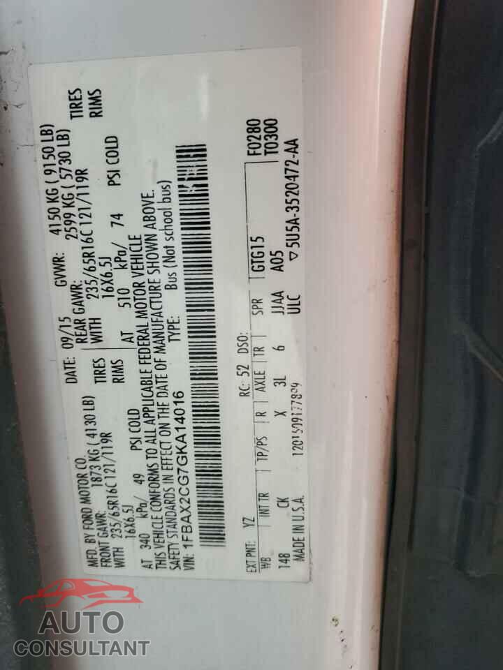 FORD TRANSIT 2016 - 1FBAX2CG7GKA14016