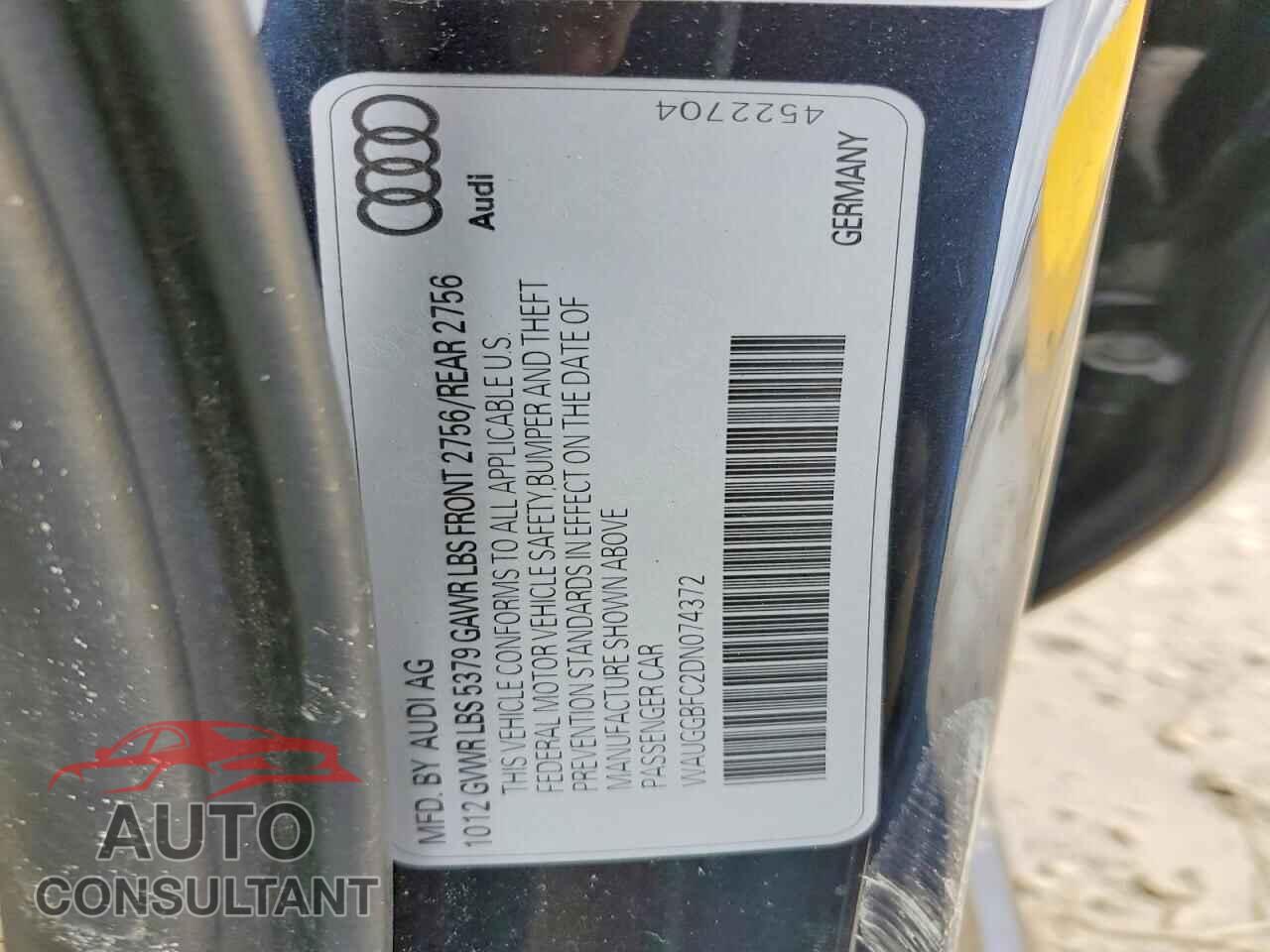 AUDI A6 2013 - WAUGGBFC2DN074372