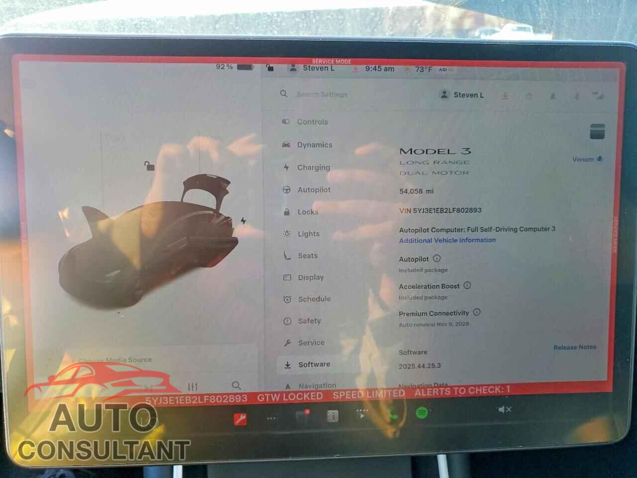 TESLA MODEL 3 2020 - 5YJ3E1EB2LF802893