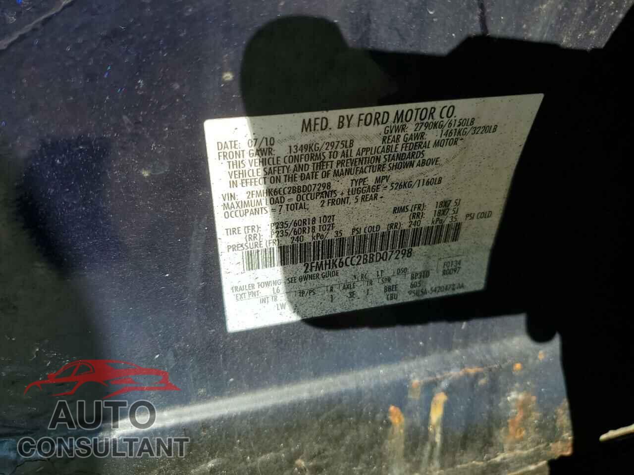FORD FLEX 2011 - 2FMHK6CC2BBD07298