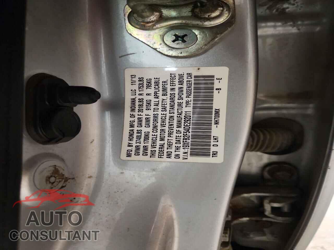 HONDA CIVIC 2013 - 19XFB2F54DE292011