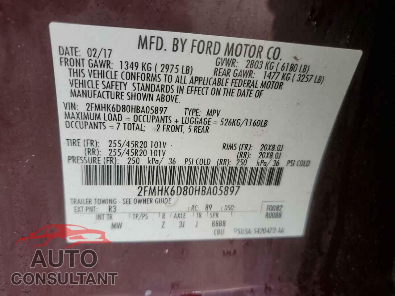 FORD FLEX 2017 - 2FMHK6D80HBA05897