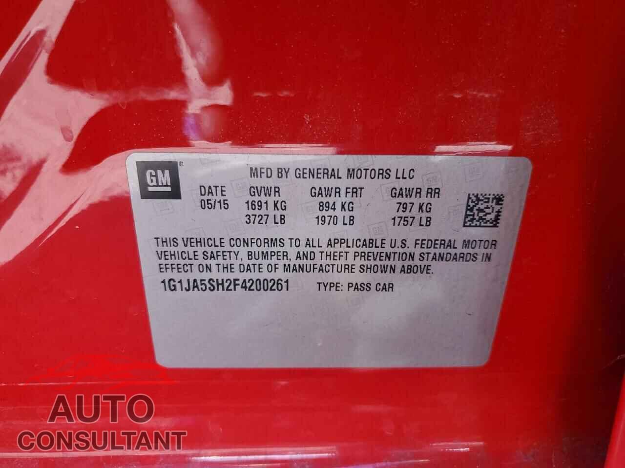 CHEVROLET SONIC 2015 - 1G1JA5SH2F4200261