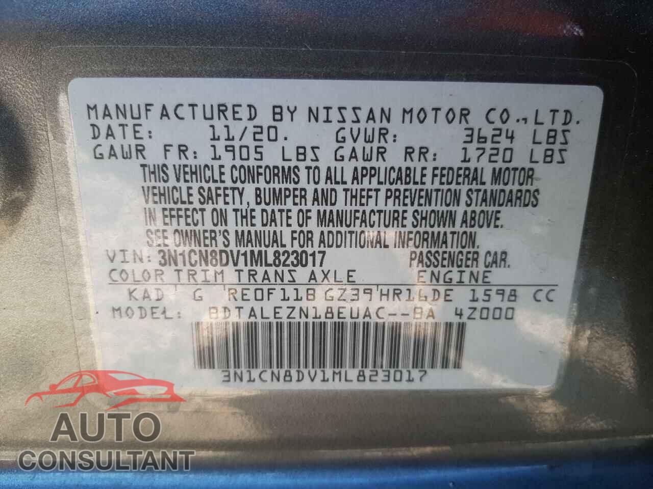 NISSAN VERSA 2021 - 3N1CN8DV1ML823017