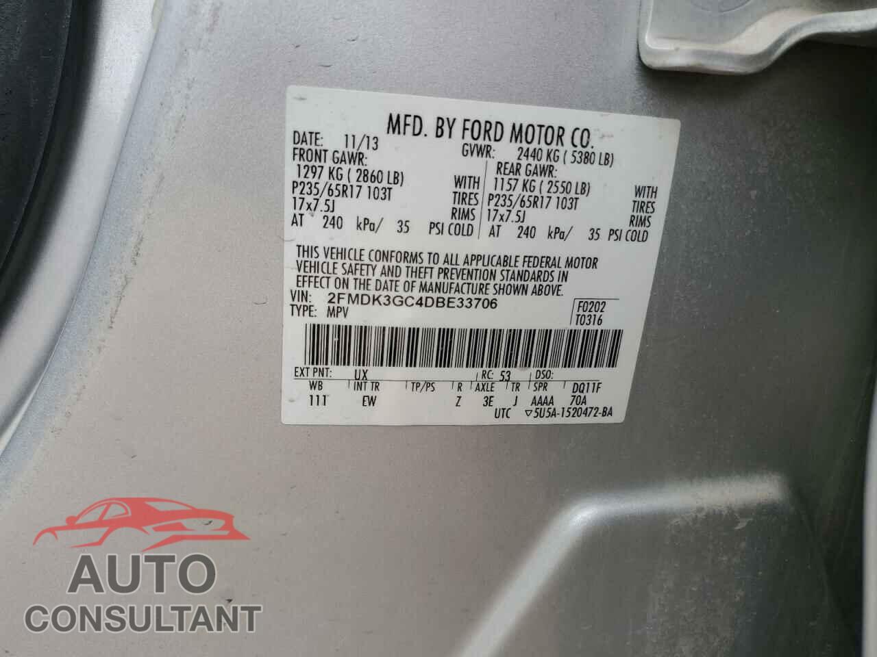 FORD EDGE 2013 - 2FMDK3GC4DBE33706
