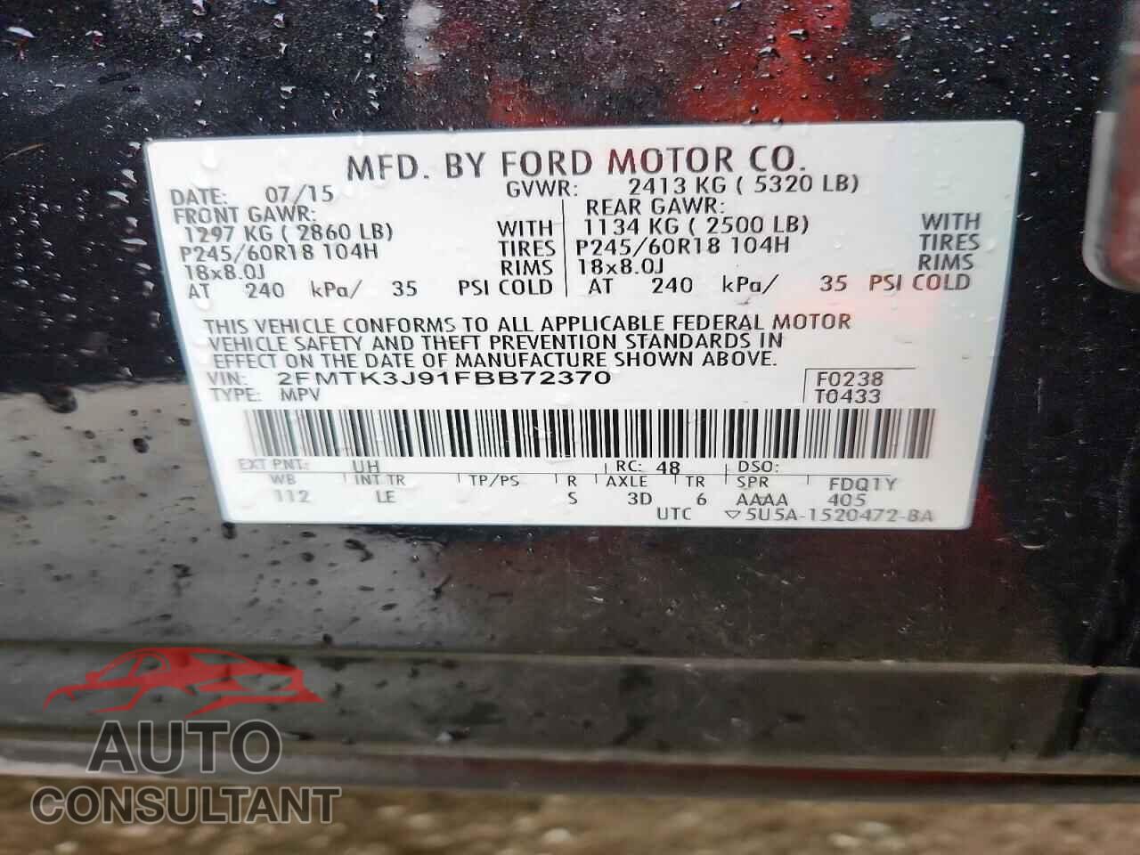 FORD EDGE 2015 - 2FMTK3J91FBB72370
