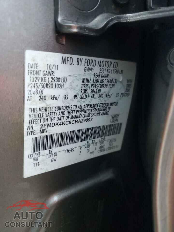 FORD EDGE 2012 - 2FMDK4KC8CBA29092