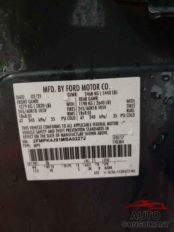 FORD EDGE 2021 - 2FMPK4J91MBA02272