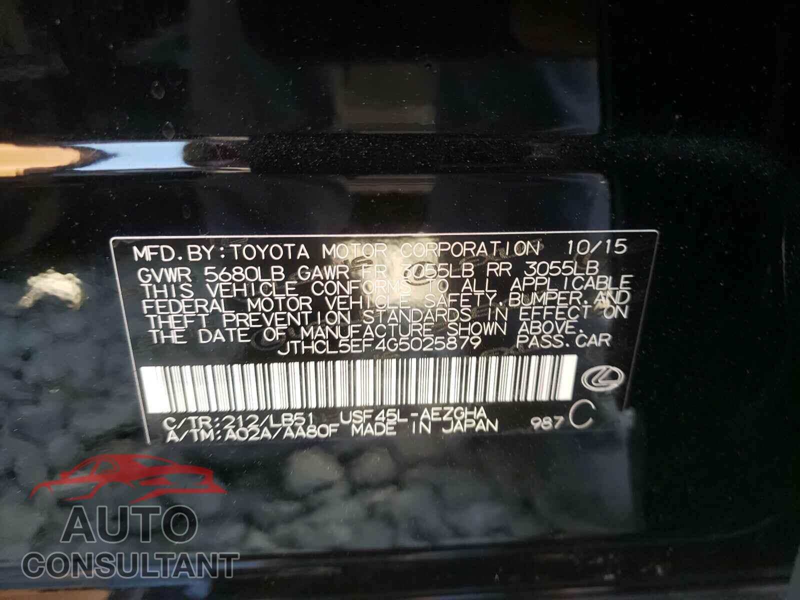 LEXUS LS460 2016 - JTHCL5EF4G5025879