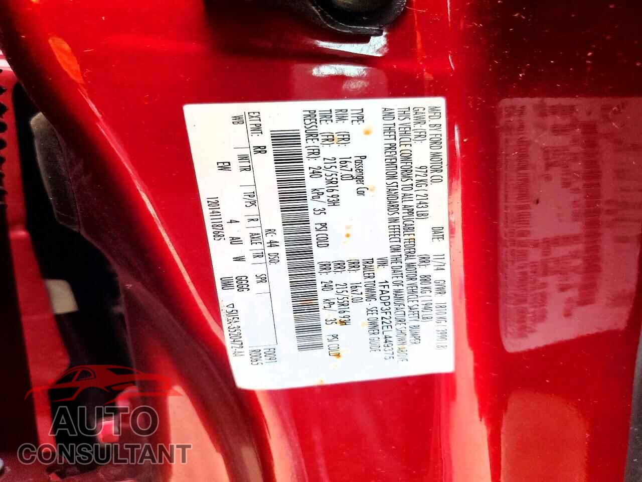 FORD FOCUS 2014 - 1FADP3F22EL449375
