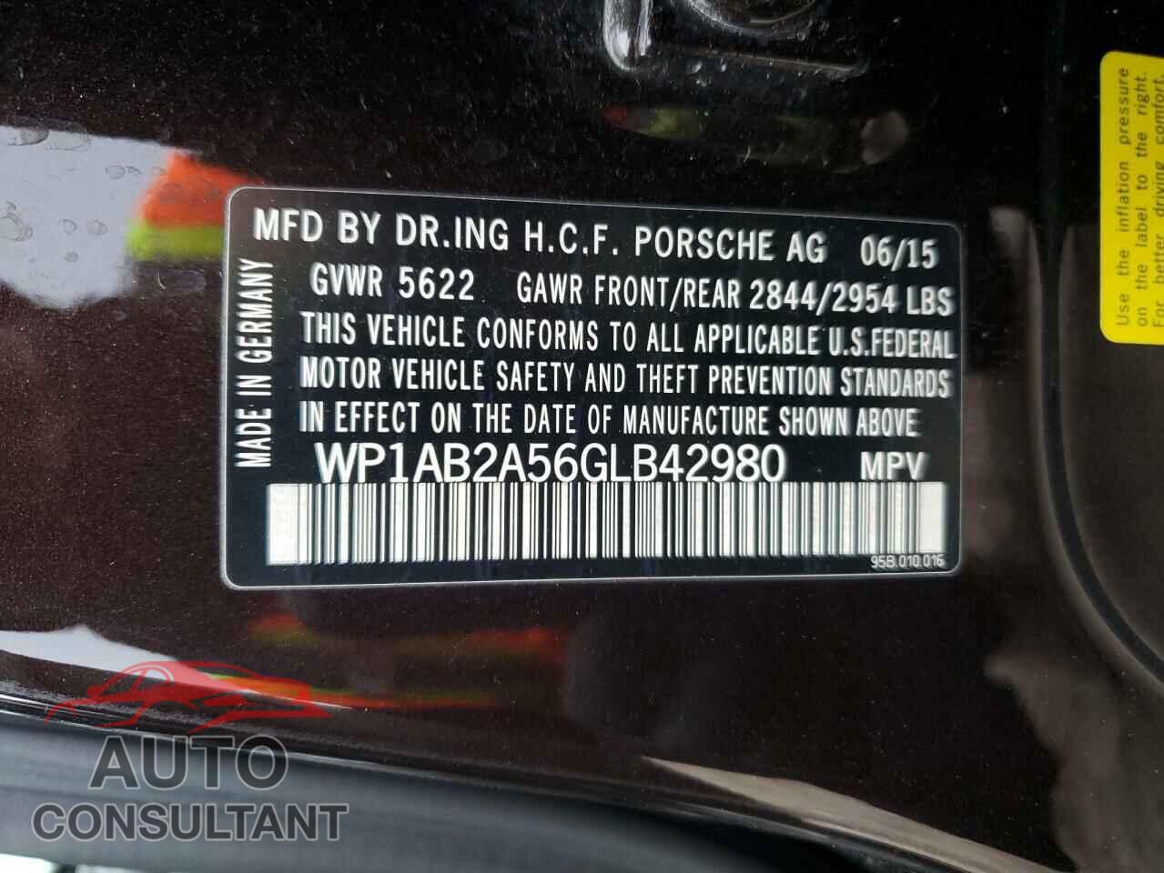 PORSCHE MACAN 2016 - WP1AB2A56GLB42980