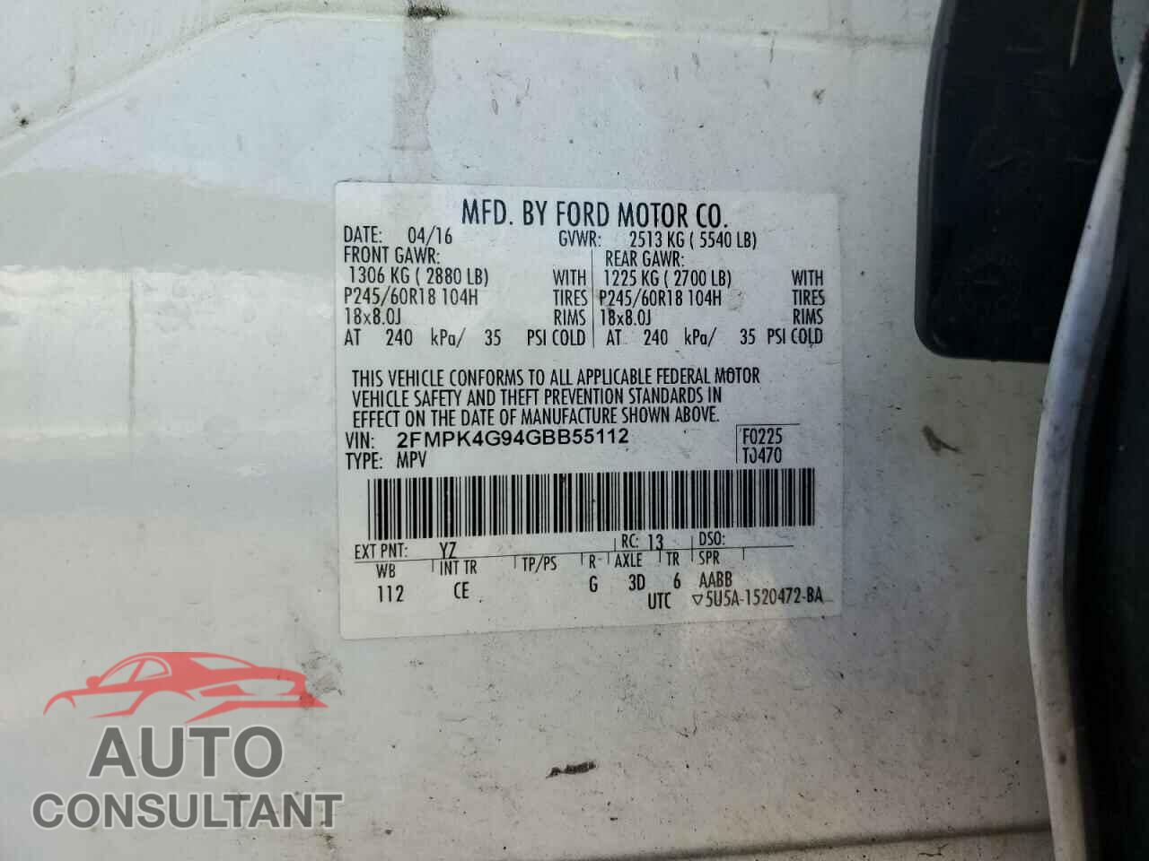 FORD EDGE 2016 - 2FMPK4G94GBB55112