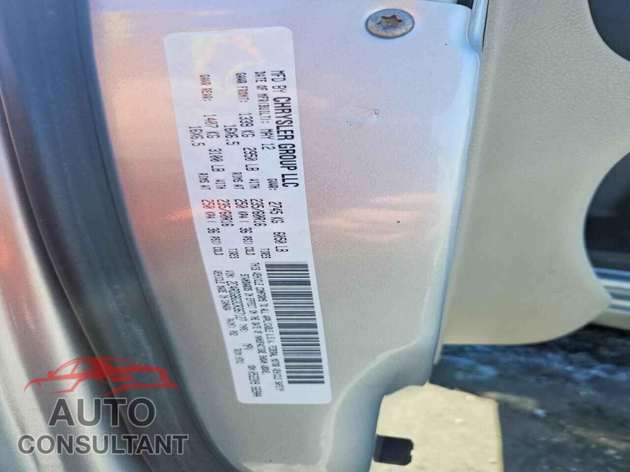 DODGE CARAVAN 2012 - 2C4RDGBG3CR367127