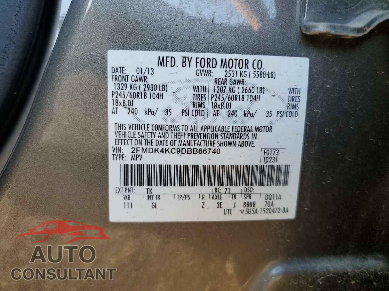 FORD EDGE 2013 - 2FMDK4KC9DBB66740