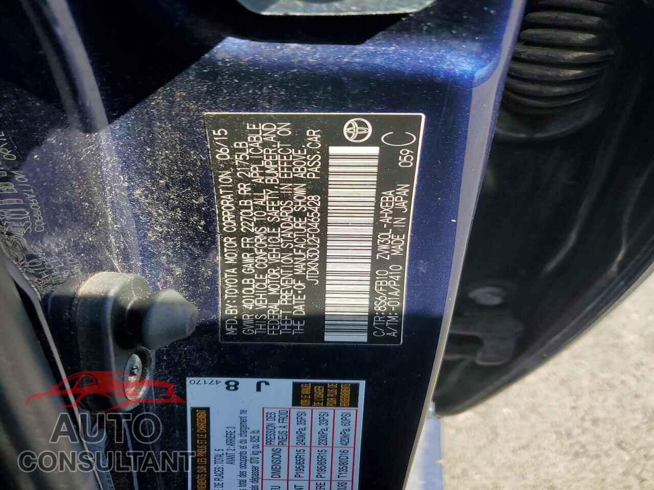 TOYOTA PRIUS 2015 - JTDKN3DU2F0465428
