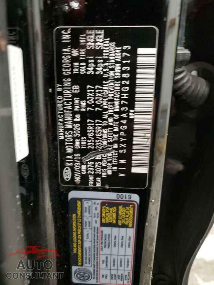 KIA SORENTO 2017 - 5XYPG4A37HG283173