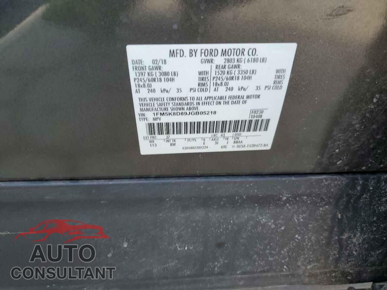 FORD EXPLORER 2018 - 1FM5K8D89JGB05218