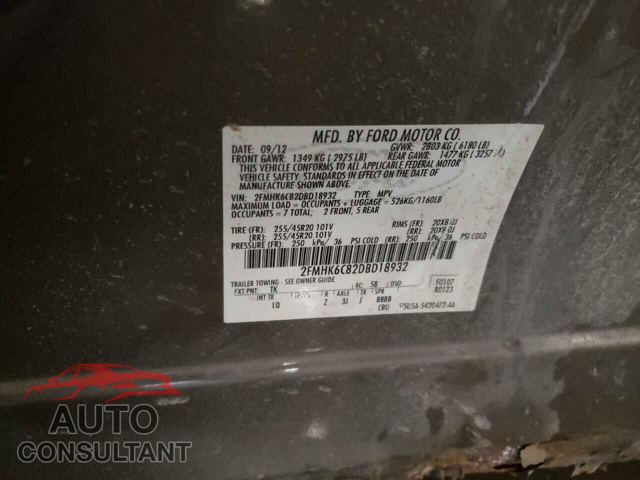 FORD FLEX 2013 - 2FMHK6C82DBD18932