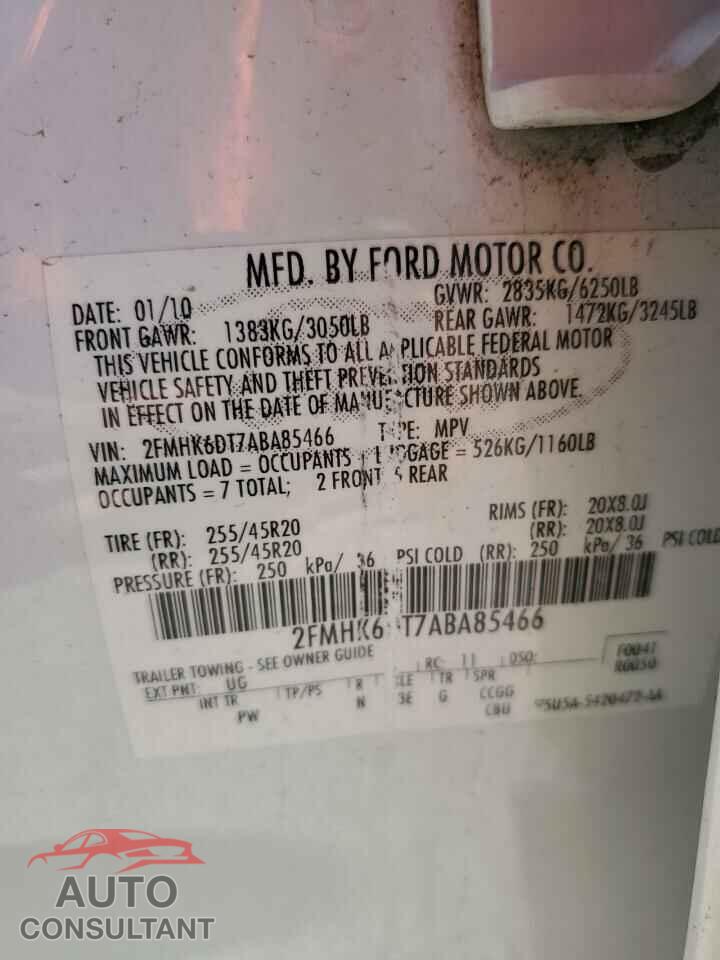 FORD FLEX 2010 - 2FMHK6DT7ABA85466