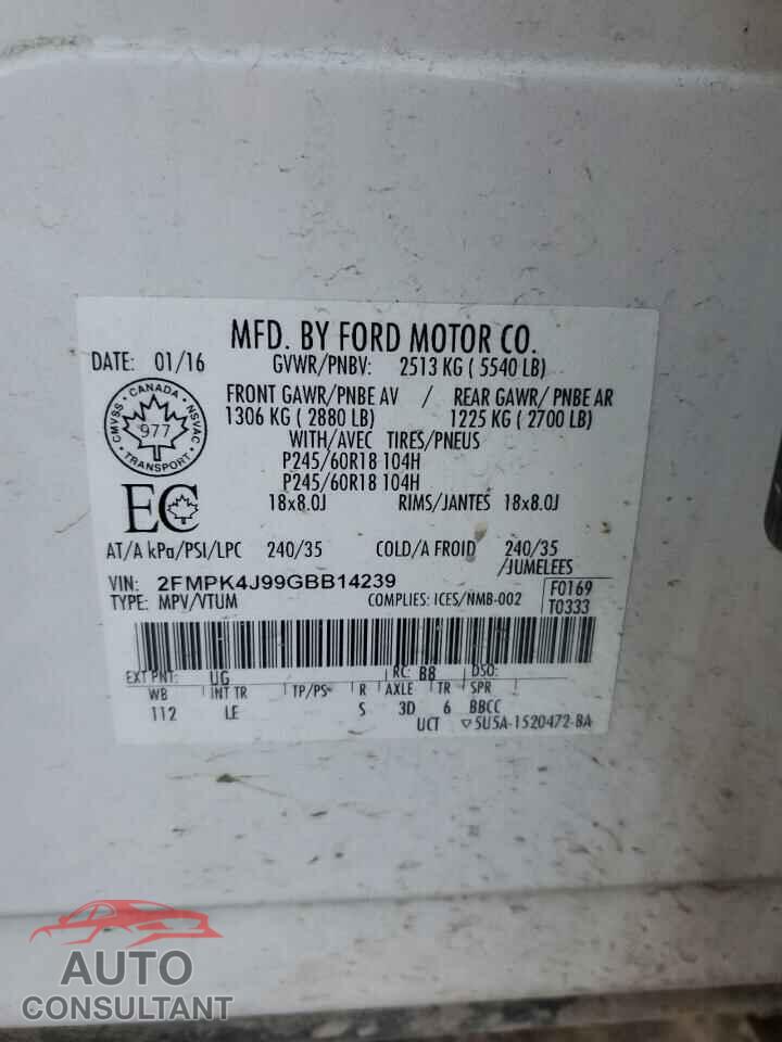 FORD EDGE 2016 - 2FMPK4J99GBB14239