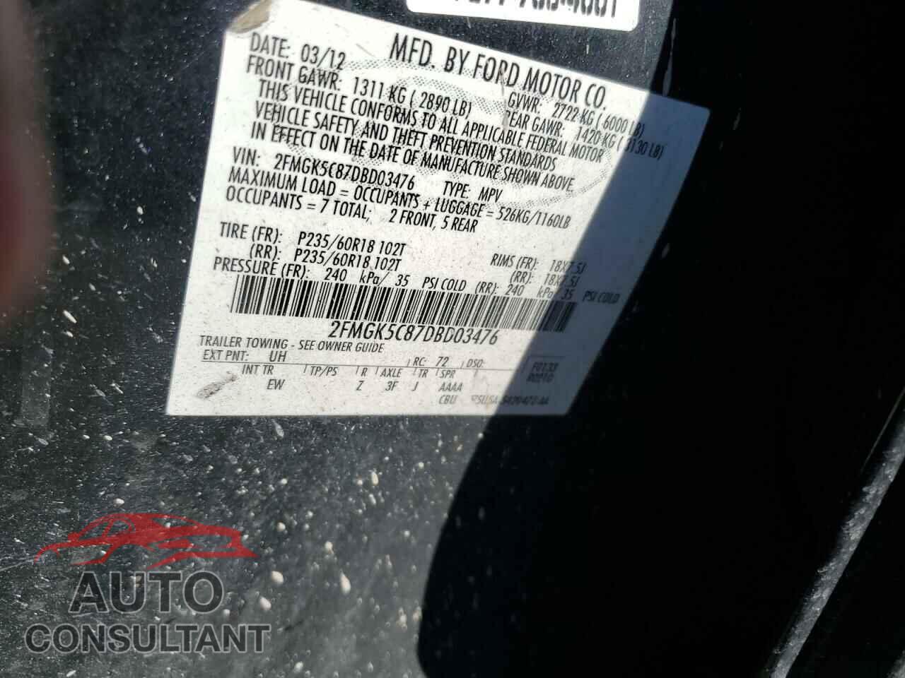 FORD FLEX 2013 - 2FMGK5C87DBD03476