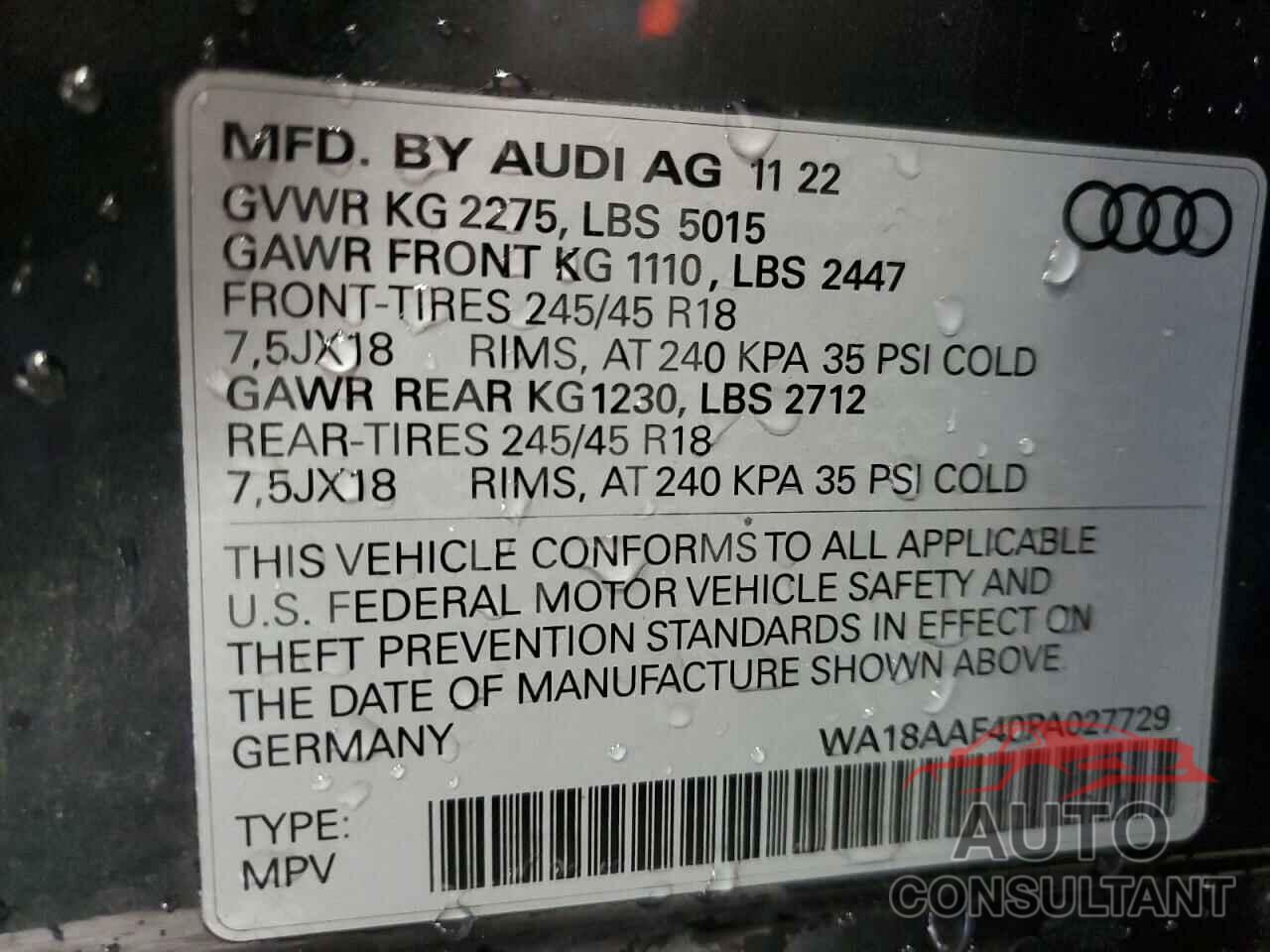 AUDI A4 2023 - WA18AAF40PA027729