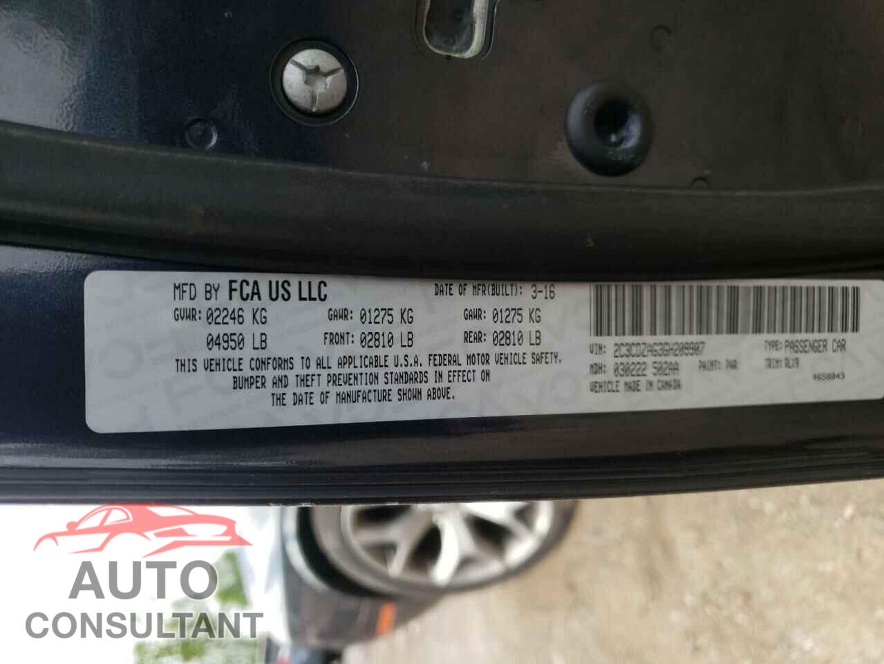 DODGE CHALLENGER 2016 - 2C3CDZAG3GH209907