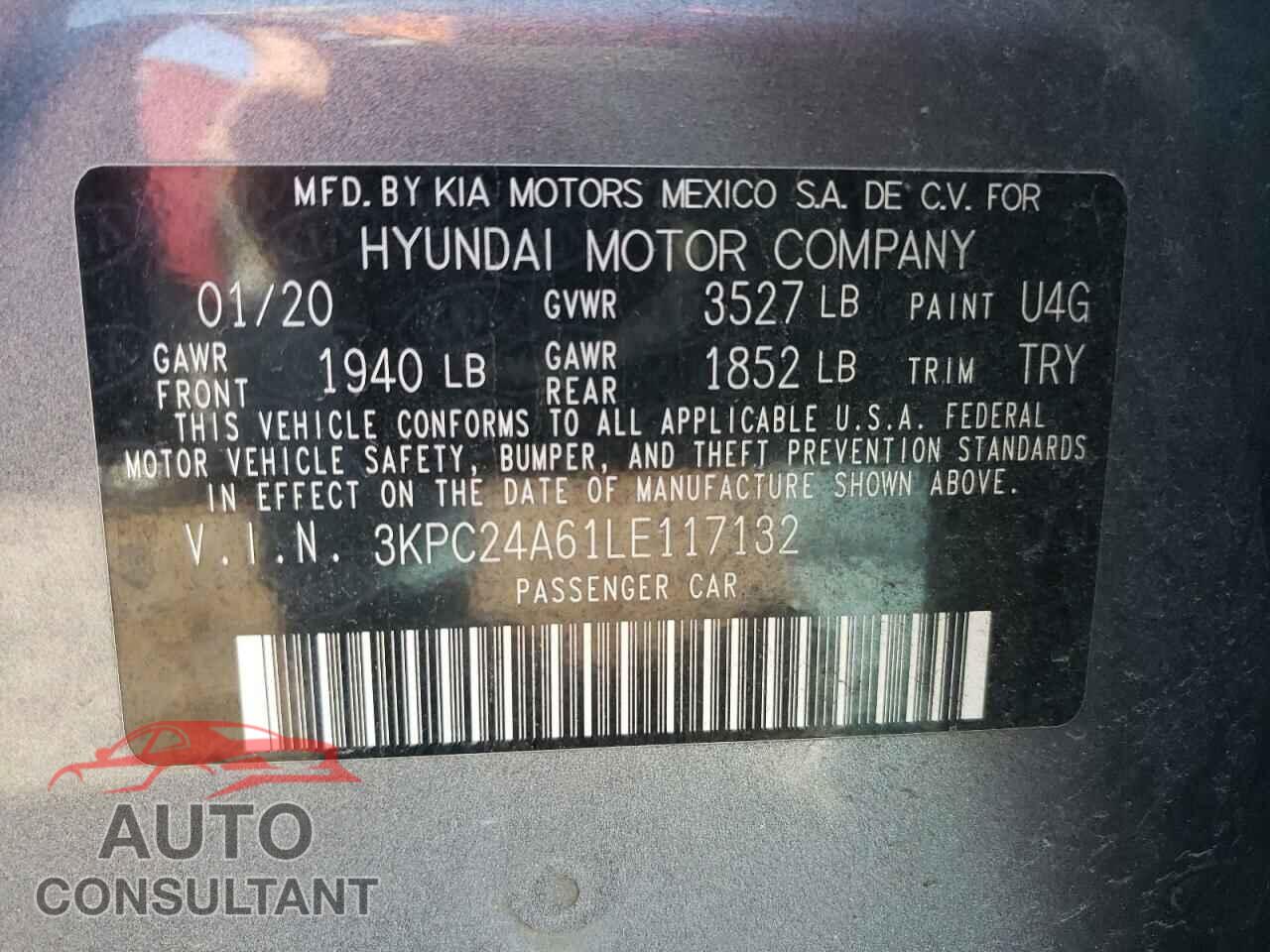 HYUNDAI ACCENT 2020 - 3KPC24A61LE117132