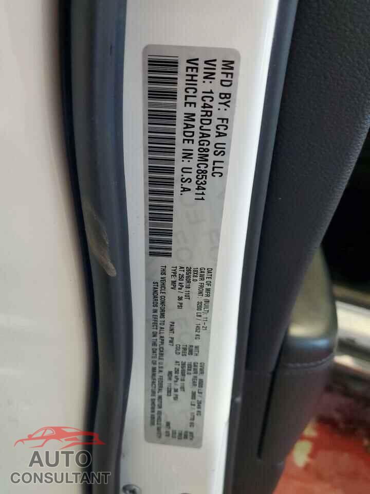 DODGE DURANGO 2021 - 1C4RDJAG8MC853411