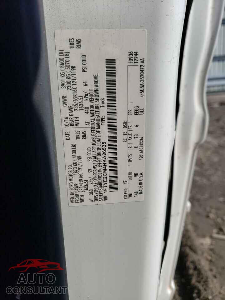 FORD TRANSIT 2017 - 1FTYE2CM4HKA26535
