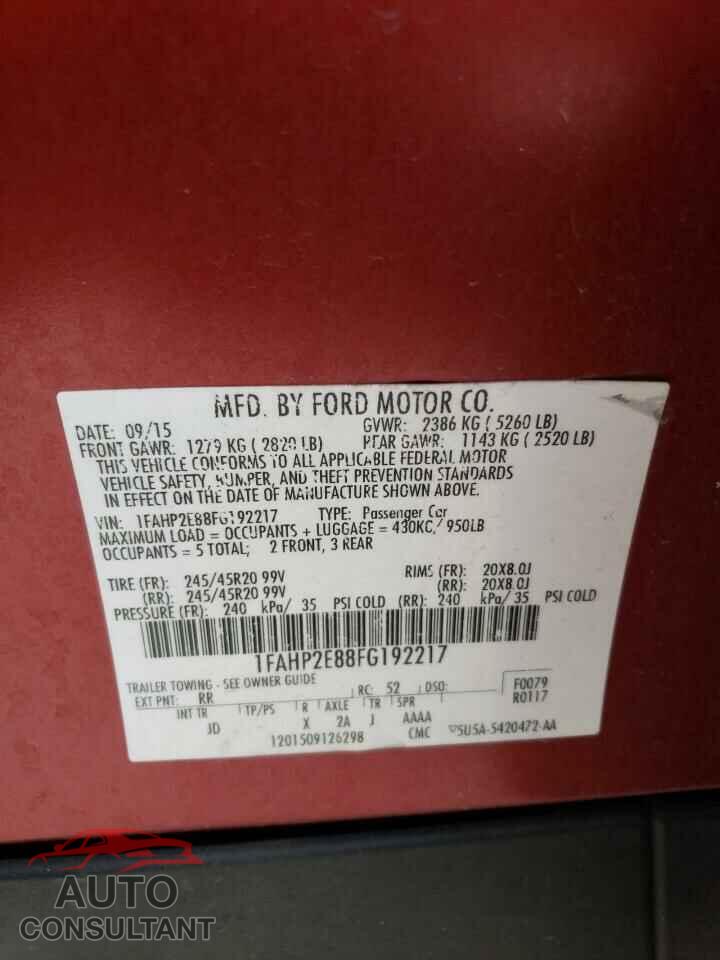 FORD TAURUS 2015 - 1FAHP2E88FG192217